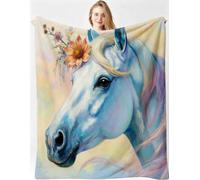 Gumntun Manta 3D Caballo Florido 150x200cm para Sofa Niño y Mascota-A49