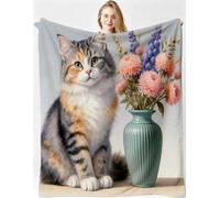 Gumntun Manta 3D Flor De Gato 150x200cm para Sofa Niño y Mascota-A11