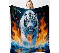 Gumntun Manta 3D Tigre De Llamas 150x200cm para Sofa Niño y Mascota-A25