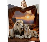 Gumntun Manta Franela 3D León Animal 135x150cm para Cama Sofá-A8