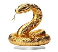 Gungtj Acrylic Gold Snake Decoration, 2D Wealth Figurine, 7,87 x 7,87 pulgadas, Symbolic Significance, Golden Chinese Ornament for Bedside Table Decor