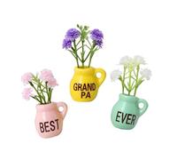 Gungtj Mini jarrón imanes, 3 pegatinas de cerámica 3D, mini jarrones magnéticos para pizarra blanca - para pizarra, taquilla, cocina, aula, apartamento, oficina, imagen, mamá, abuela,
