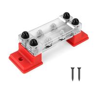 GUNGY Bloques de Distribución de Energía 12V-48V Caja de Distribución de Barra Colectora BusBar 150A Segmentada 2 Vías con 8 x M6 Terminal para Automóvile Barco Rojo