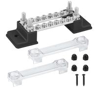 GUNGY Bloques de Distribución de Energía 12V-48V Caja de Distribución de Barra Colectora BusBar 150A 2 Vías con 12 x M4 Pernos de Terminal para Automóvile Barco Negro