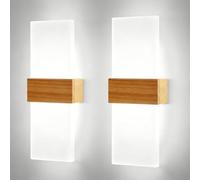 guobinZH 2 Apliques Pared Interior LED 12W Luz Blanca de 6500K en Acrílico | Lámpara de Muro Up & Down Moderna con Carcasa de Madera Lámpara de Pared Luz para Escalera Pasillo Salón Dormitorio