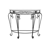 GUQASDV Mesa Consola de Media Luna con losas de Roca, Mesa de vestíbulo con Tapa de mármol sintético y Patas de Metal con volutas, Mesa de sofá Estrecha semicircular(Nero,80x80cm/31.5x31.5in)