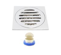 Gurtt Desagüe de suelo de acero inoxidable para baño, ducha, cocina, rejilla antiolores, 100 x 100 mm