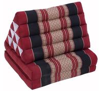 Guru-Shop Cojín Tailandés, Cojín Triangular, Kapok, Sofá Cama con 2 Cojines - Rojo Oscuro/negro, 30x50x120 cm, Cojín Tailandés / 2 Soportes