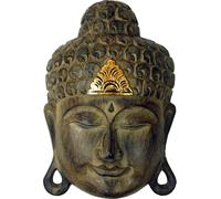 Guru-Shop Máscara de Buda Tallada con Decoración Dorada, Decoración de Pared, Decoración de Pared Etno de Madera de Balsa, Tamaño: 50 cm, Budas