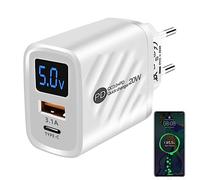 Gusengo Enchufe Pared - Bloque USB Tipo C Doble Puerto con Pantalla Digital - Cargador Pared Doble Puerto para Viajes Negocios, Viajes, Accesorios portátiles
