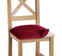 Gute Juego de 4 fundas de asiento de terciopelo para silla de comedor, ajuste elástico, extraíbles y lavables, fundas protectoras con lazos (rojo vino)