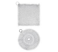 Gutol Juego de 2 limpiadores de hierro fundido, con mallas cuadradas y redondas, para sartenes, ollas, planchas, planchas de cocina y utensilios para barbacoa.