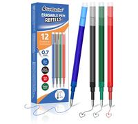 GutSache 12 recambios borrables para bolígrafos Pilot FriXion Ball & Clicker & Eberhard Faber, cartuchos de tinta termosensibles, recambios de tinta de gel borrables de colores, 4 colores