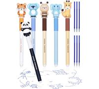GutSache Juego de 6 bolígrafos borrables + 6 recambios azules compatibles con Legami, punta de 0,7 mm, bolígrafos de gel borrables con bonitos motivos de animales, regalo ideal para niños, estudiantes