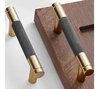 Gutuwellea Paquete de 12 manijas moleteadas de 3 pulgadas y 76 mm, manijas de aluminio, tiradores de cajón moleteados, acabado de oxidación dorado y gris con patrón de diamante de 4 pulgadas de