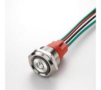Guuzi Interruptor Pulsador de Enclavamiento de Tipo Corto de 20A 12-24V Impermeable para uso Marino de 4 pines 22mm SPST con LED Rojo Iluminado y Cable