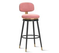 Guyifuny Juego de taburetes de Bar giratorios de 1/2/3/4, sillas Modernas tapizadas en Terciopelo con Respaldo y reposapiés, Silla de Desayuno for Isla de Cocina, Comedor(1 PCS Pink 65cm,Black)
