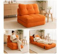 Guyii Sofá cama naranja de tela acanalada, sofá plegable con función de cama, sofá de suelo plegable, cómodo sofá de salón, cama, sillón de relax, cama de invitados, para salón, dormitorio, oficina