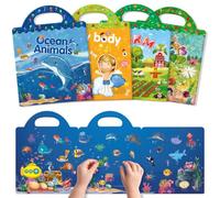 GUYUCOM Libro Pegatinas Infantiles, Pack 4（Cuerpo,Océano,Insecto,Granja）