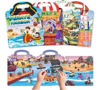 GUYUCOM Libro Pegatinas Infantiles, Set 4（Pirata,Mercado,Cielo,Deportes0