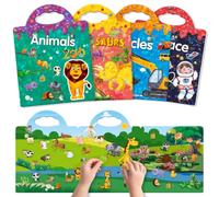 GUYUCOM Paquete de 4 libros de calcomanías reutilizables, juguetes para niños de 2, 3 y 4 años, niños y niñas, juguete educativo de aprendizaje, regalos de cumpleaños