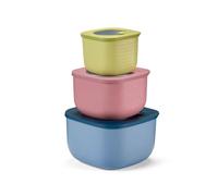 Guzzini - Kitchen Active Design, STORE&MORE BIO Juego de 3 recipientes herméticos altos para nevera/congelador/microondas - Multicolor, 19,5 x 19,5 x 12,3 cm | 750/1550/2800 cc - 17072652