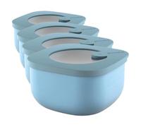 Guzzini - Kitchen Active Design, STORE&MORE, Recipiente Hermético Bajo para Frigorífico/Congelador/Microondas (S) - Celeste Mate, 12,2 x 12,2 x h6,8 cm - 170700189 (Paquete de 4)