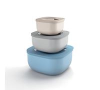 Guzzini - Kitchen Active Design, STORE&MORE Set 3 Recipientes Herméticos Bajos para Frigorífico/Congelador/Microondas - Multicolor, 19,5 x19,5 x h9,3 cm | 450/975/1900 cc - 17070752