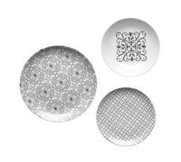 Guzzini - LAS MAYÓLICAS Juego de 6 Platos Planos, Platos Hondos, Platos Frutas/Postres - Gris Cielo - 10290992