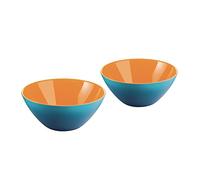 Guzzini My Fusion - Juego de 2 cuencos pequeños, acrílico resistente a los golpes, de 4-3/4 pulgadas de diámetro, ideal para postres, sopas y guarniciones, azul, naranja