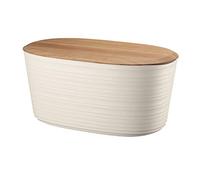 Guzzini - Tierra, Recipiente para Pan de plástico Reciclado con Tapa para Picar de bambú - Blanco Leche, 39,2 x 23,2 x h19 cm, 10 lt - 179600156