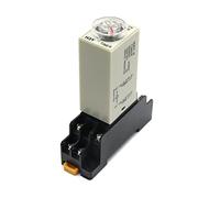 GVBAEPIEO AC 110V 220V 380V botón Giratorio de retardo Encendido DPDT 5S 10S 30S 60S 3M 5M 10M 30M Temporizador relé Tiempo sincronización H3Y-2 con Enchufe Base(Voltage AC 220v,0-3 Seconds)