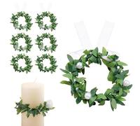 GWAWG Velas antigoteo para comunión, 6 unidades, anillos de vela con perlas y hojas, 4-5 cm, coronas decorativas para primera comunión, bautizo, boda, decoración de boda, para niños y niñas