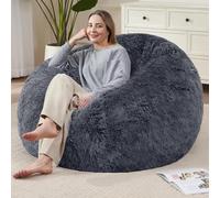 GWFBLID Puff Gigante de Piel Sintética de Pelo Largo Silla Grande de Puf - Muebles Gigantes Rellenos de Espuma con Fundas Lavables a Máquina Sofa Puf Gigante Moderno sin Relleno