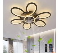 GWYAJTU Ventilador De Techo Con Luz Silencioso Moderna Reversible Regulable 6 Velocidades Función De Memoria Ceiling Fan with Light Con Mando A Distancia Y APP Para Dormitorios Y Salón, Negro