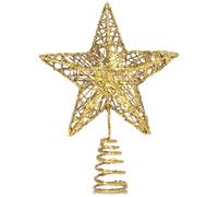 GXFCING Estrella Dorada para Árbol de Navidad 25 x 20 cm, Estrella Metálica con Purpurina 3D, Copa del Árbol de Navidad para el Abeto para Decoración del Hogar y Fiesta