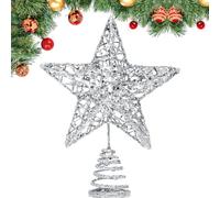 GXFCING Estrella Plateada para Árbol de Navidad 20 x 15 cm, Estrella Metálica con Purpurina 3D, Copa del Árbol de Navidad para el Abeto para Decoración del Hogar y Fiesta