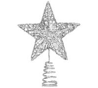 GXFCING Estrella Plateada para Árbol de Navidad 25 x 20 cm, Estrella Metálica con Purpurina 3D, Copa del Árbol de Navidad para el Abeto para Decoración del Hogar y Fiesta