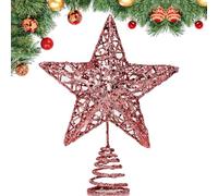 GXFCING Estrella Roja para Árbol de Navidad 20 x 15 cm, Estrella Metálica con Purpurina 3D, Copa del Árbol de Navidad para el Abeto para Decoración del Hogar y Fiesta