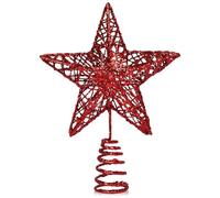 GXFCING Estrella Roja para Árbol de Navidad 25 x 20 cm, Estrella Metálica con Purpurina 3D, Copa del Árbol de Navidad para el Abeto para Decoración del Hogar y Fiesta