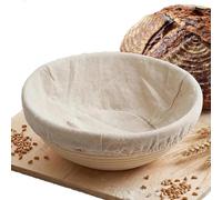 GYHWOFUL Cesta de fermentación redonda de 20 cm - Cesta de fermentación para pan de ratán natural con inserto de lino, para corteza crujiente y ascenso uniforme, accesorios de masa madre y accesorios