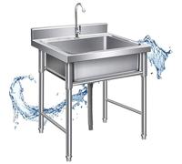 GYLRFA Fregadero De Acero Inoxidable Fregadero Industrial Fregadero Comercial De Acero Inoxidable 304 Comercial Portatil Fregadero Camping con Grifo Patas Escurridor para Restaurante Cocina