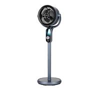GYMAX Ventilador de Pie Silencioso, con 8 Velocidades, Mando a Distancia, Temporizador de 12H, Altura Ajustable de 53-96 cm y Pantalla LED, Ventilador de Pedestal con Oscilación de 55°+110° (Gris)