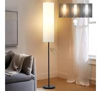 GyroVu Lámpara de Pie para Salón y Dormitorio, 65” de Altura con Pantalla de Papel, Lámparas de Pie Modernas, 3 Temperaturas de Color, Luz Ajustable, Bombilla Incluida (Negro + Blanco)