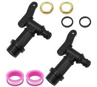 GYSRXS 2 Piezas Grifo para Bidon de Agua de 3/4" Grifo de Plástico de Cubo de Lluvia con Tuerca de Fijación Y Anillo de Sellado Cinta de Sellado para Depósito de Agua de Lluvia(Negro)
