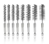 GYSRXS 8 PCS Cepillo Metálico Cilíndrico Cepillo Alambre Taladro de Acero Inoxidable Cepillo de Alambre con 1/4 de Pulgada Mango para Limpieza de Tuberías,Pulido(Plata/oro)