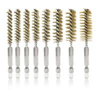 GYSRXS 8 PCS Cepillo Metálico Cilíndrico Cepillo Alambre Taladro de Acero Inoxidable Cepillo de Alambre con 1/4 de Pulgada Mango para Limpieza de Tuberías,Pulido(oro)