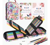 H & B Juego de 72 lápices de colores, suministros de arte con libro de dibujo, libro de colorear, lápices de colores de núcleo suave para artistas y adultos, bocetos, sombreado y garabateado, funda