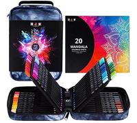 H & B Juego de lápices de colores de 72 piezas con hojas de mandala para colorear, suministros de arte, kit de dibujo para adultos y niños