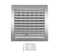 H&C VENT Rejilla Ventilación de 190 x 190mm con Conector │ Extractor de Baño Cocina │ Rejilla Aire Acondicionado Conductos Ventilador Tubo │ Cubiertas de Ventilacion con cierre regulable y Mosquitera